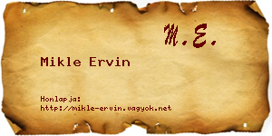 Mikle Ervin névjegykártya